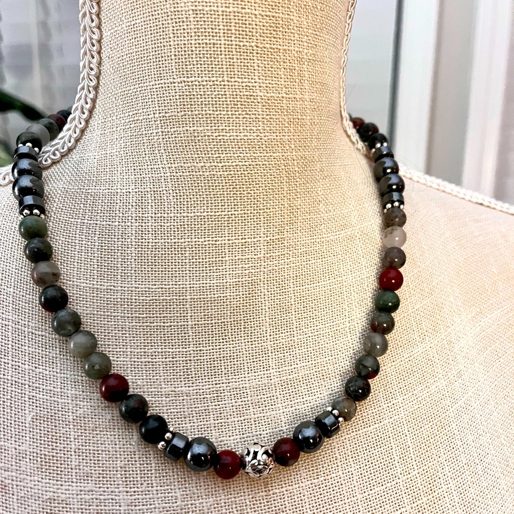 Bloodstone beaded necklace/bracelet set